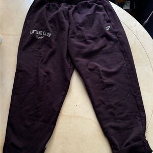 Gymshark Pants Mens Medium Brown Lifting Joggers Elastic Waist Pockets Graphic